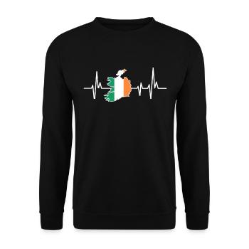 Herzschlag Design Irische Flagge Irland - Unisex Pullover - Schwarz - Vorne - Alina (178cm) & Michal (187cm)