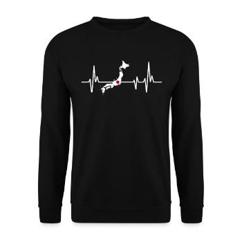 Heartbeat Design Japanese Flag Japan - Unisex Sweatshirt - black - Front - Alina (178cm) & Michal (187cm)