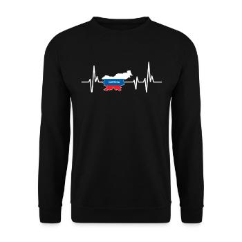 Herzschlag Design Slowenische Flagge Slowenien - Unisex Pullover - Schwarz - Vorne - Alina (178cm) & Michal (187cm)