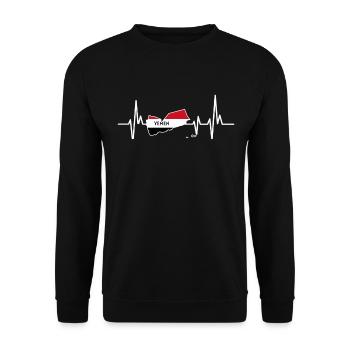 Heartbeat Design Jemenitische Flagge Jemen - Unisex Pullover - Schwarz - Vorne - Alina (178cm) & Michal (187cm)