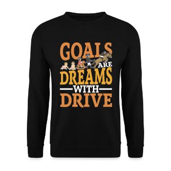 Goals Are Dreams With Drive für einen Reiter und - Unisex Pullover - Schwarz - Vorne - Alina (178cm) & Michal (187cm)