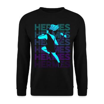 Hermes God of Speed Greek God - Unisex Sweatshirt - black - Front - Alina (178cm) & Michal (187cm)