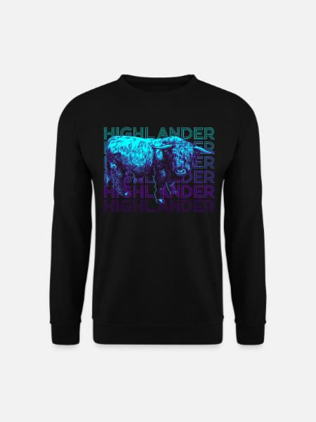 Highlander Schottische Hochlandkuh Retro - Unisex Pullover - Schwarz