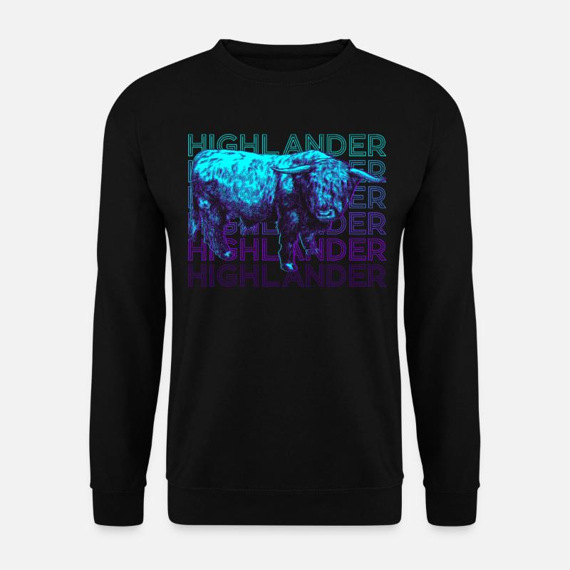 Highlander Schottische Hochlandkuh Retro - Unisex Pullover - Schwarz