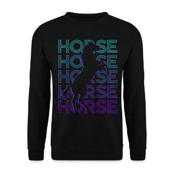 Pferd Retro - Unisex Pullover - Schwarz - Vorne - Alina (178cm) & Michal (187cm)