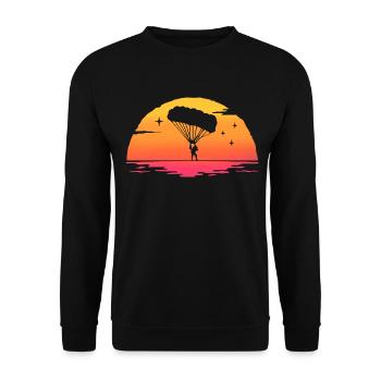 Sunrise Paragliding Fallschirm T-Shirt Gleitschirmfliegen - Unisex Pullover - Schwarz - Vorne - Alina (178cm) & Michal (187cm)