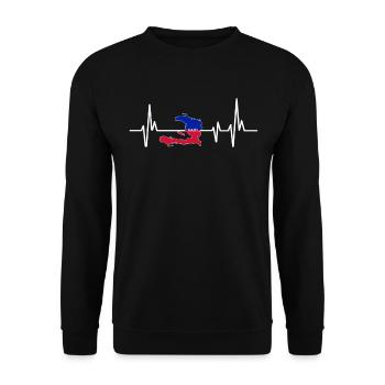 Heartbeat Design Drapeau Haïtien Haïti - Sweat-shirt Unisexe - noir - Devant - Alina (178cm) & Michal (187cm)
