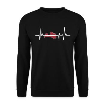 Herzschlag Design Lettische Flagge Lettland - Unisex Pullover - Schwarz - Vorne - Alina (178cm) & Michal (187cm)