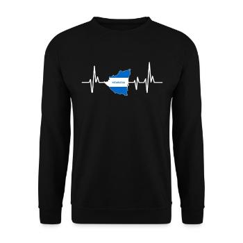 Herzschlag-Design Nicaragua Flagge Nicaragua - Unisex Pullover - Schwarz - Vorne - Alina (178cm) & Michal (187cm)