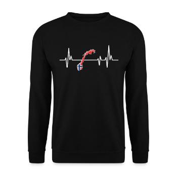 Heartbeat Design Drapeau norvégien Norvège - Sweat-shirt Unisexe - noir - Devant - Alina (178cm) & Michal (187cm)