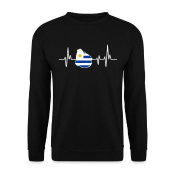 Heartbeat Design Uruguay Flagge - Unisex Pullover - Schwarz - Vorne - Alina (178cm) & Michal (187cm)