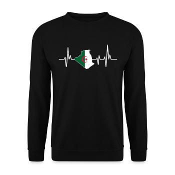 Heartbeat Design Drapeau algérien Algérie - Sweat-shirt Unisexe - noir - Devant - Alina (178cm) & Michal (187cm)