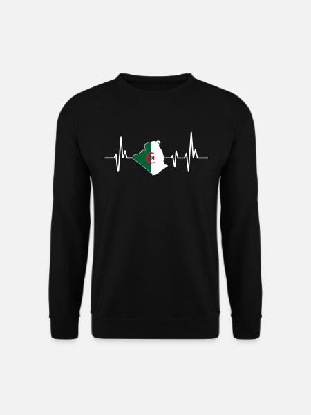 Heartbeat Design Algerian Flag Algeria - Unisex Sweatshirt - black