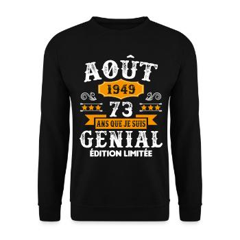 73 Ans Anniversaire Vintage Né(e) en Août 1949 - Sweat-shirt Unisexe - noir - Devant - Alina (178cm) & Michal (187cm)