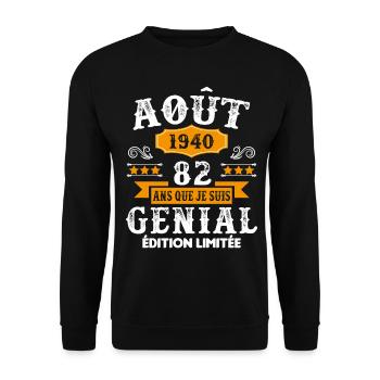 82 Ans Anniversaire Vintage Né(e) en Août 1940 - Sweat-shirt Unisexe - noir - Devant - Alina (178cm) & Michal (187cm)