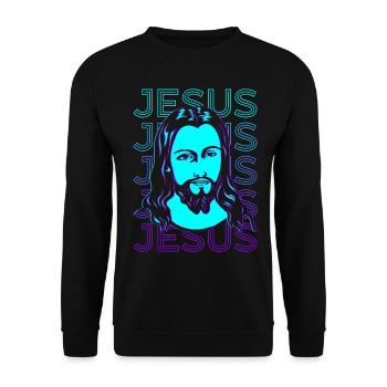 Jesus Christus Christliches Christentum Retro - Unisex Pullover - Schwarz - Vorne - Alina (178cm) & Michal (187cm)