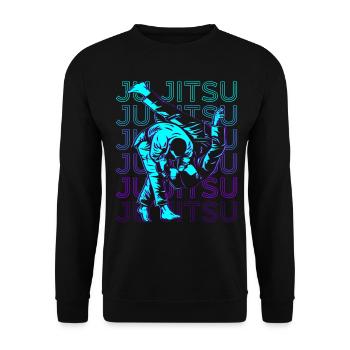 Ju Jitsu Jiu Jitsu Jujutsu Retro - Unisex Pullover - Schwarz - Vorne - Alina (178cm) & Michal (187cm)