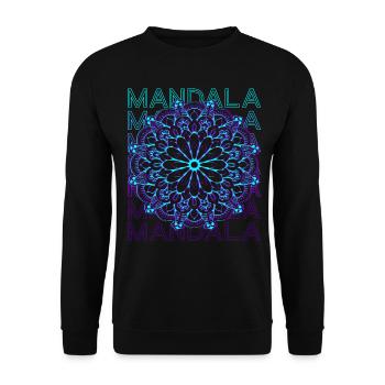 Mandala Heilige Geometrie Prana Retro - Unisex Pullover - Schwarz - Vorne - Alina (178cm) & Michal (187cm)