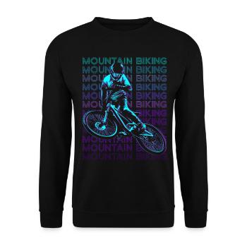 Mountain Biking MTB Biker Mountain Bike Retro - Unisex Sweatshirt - black - Front - Alina (178cm) & Michal (187cm)