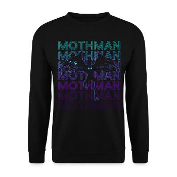Mothman Krypto Kryptozoologie Retro - Unisex Pullover - Schwarz - Vorne - Alina (178cm) & Michal (187cm)