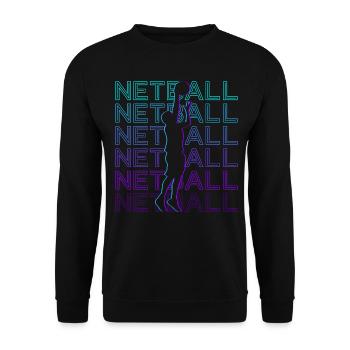 Netzballspieler Retro - Unisex Pullover - Schwarz - Vorne - Alina (178cm) & Michal (187cm)