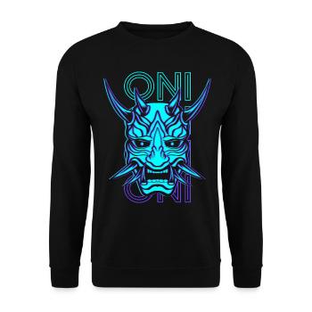Oni Mask Japanese Yoaki Demon Mask Retro - Unisex Sweatshirt - black - Front - Alina (178cm) & Michal (187cm)