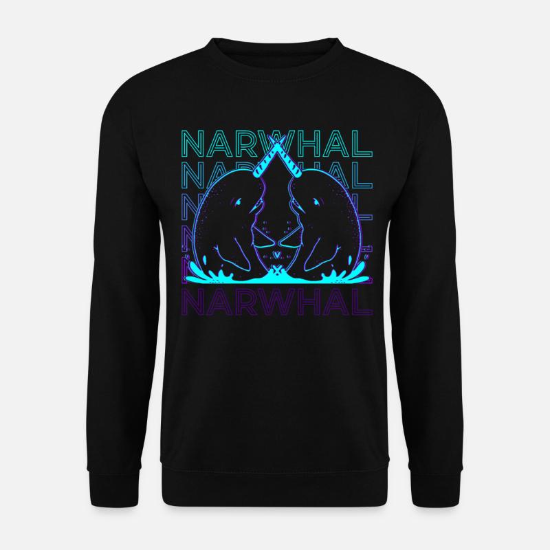 Narval Narwhal Rétro - Sweat-shirt Unisexe - noir