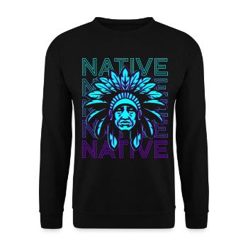 Indianer Retro - Unisex Pullover - Schwarz - Vorne - Alina (178cm) & Michal (187cm)