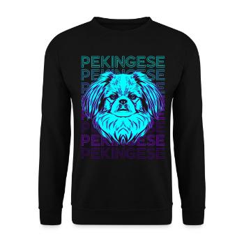 Pekinese Retro - Unisex Pullover - Schwarz - Vorne - Alina (178cm) & Michal (187cm)