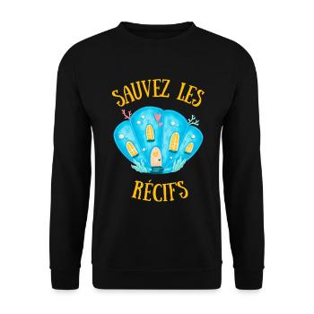 SAUVEZ LES RÉCIFS BLEU - Sweat-shirt Unisexe - noir - Devant - Alina (178cm) & Michal (187cm)