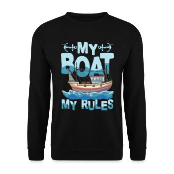 My Boat My Rules für einen Segler Kapitän Skipper - Unisex Pullover - Schwarz - Vorne - Alina (178cm) & Michal (187cm)