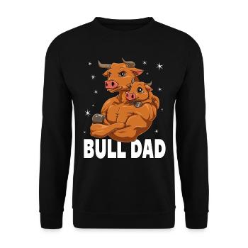 Papa und Baby Vatertag Bulle für einen Papa - Unisex Pullover - Schwarz - Vorne - Alina (178cm) & Michal (187cm)