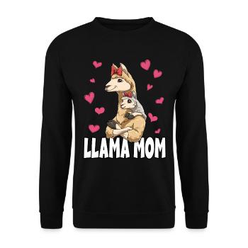 Lama Mama Muttertag Mom Mutter Alpaka - Unisex Pullover - Schwarz - Vorne - Alina (178cm) & Michal (187cm)