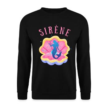 sirène coquillage perle - Sweat-shirt Unisexe - noir - Devant - Alina (178cm) & Michal (187cm)