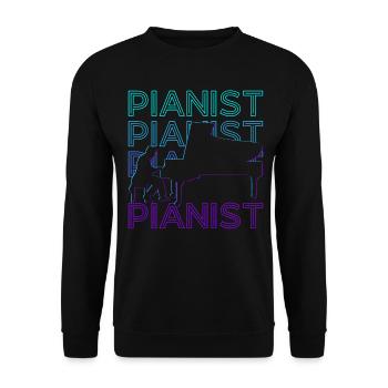 Pianiste Claviériste Pianiste Joueur De Piano Rétro - Sweat-shirt Unisexe - noir - Devant - Alina (178cm) & Michal (187cm)