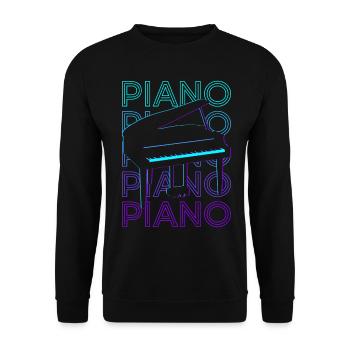 Klavier Pianist Keyboarder Klavierspieler Retro - Unisex Pullover - Schwarz - Vorne - Alina (178cm) & Michal (187cm)