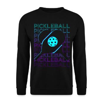 Pickleball Spieler Retro - Unisex Pullover - Schwarz - Vorne - Alina (178cm) & Michal (187cm)