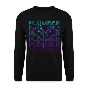 Plumber Retro - Unisex Sweatshirt - black - Front - Alina (178cm) & Michal (187cm)