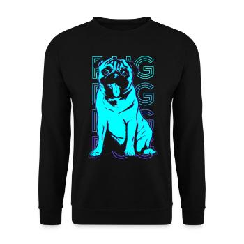 Mops Retro - Unisex Pullover - Schwarz - Vorne - Alina (178cm) & Michal (187cm)