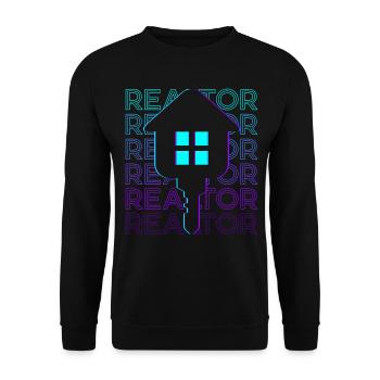 Makler Immobilienmakler Makler Retro - Unisex Pullover - Schwarz - Vorne - Alina (178cm) & Michal (187cm)