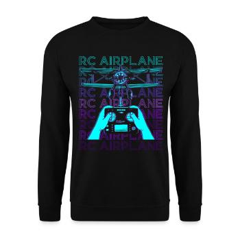 RC-Flugzeug Drohne Retro - Unisex Pullover - Schwarz - Vorne - Alina (178cm) & Michal (187cm)