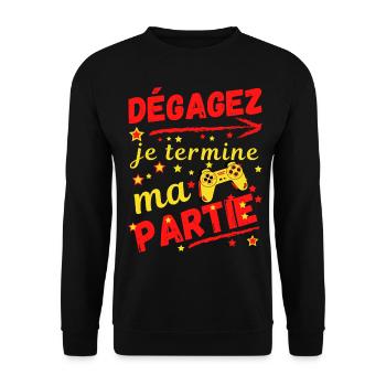 gaming dégagez je termine ma partie - Sweat-shirt Unisexe - noir - Devant - Alina (178cm) & Michal (187cm)