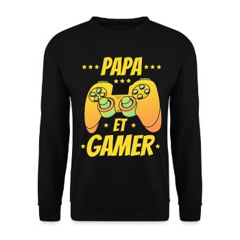 papa et gamer jeux vidéo gaming anniversaire - Sweat-shirt Unisexe - noir - Devant - Alina (178cm) & Michal (187cm)