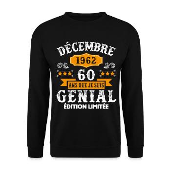 60 Ans Anniversaire Vintage En Décembre 1962 - Sweat-shirt Unisexe - noir - Devant - Alina (178cm) & Michal (187cm)