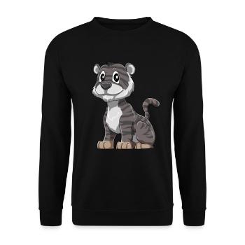 Niedlicher Schwarzer Baby Tiger - Unisex Pullover - Schwarz - Vorne - Alina (178cm) & Michal (187cm)