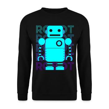 Roboter Retro - Unisex Pullover - Schwarz - Vorne - Alina (178cm) & Michal (187cm)