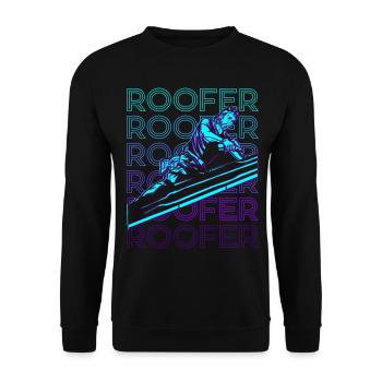 Dachdecker Dachkonstruktion Retro - Unisex Pullover - Schwarz - Vorne - Alina (178cm) & Michal (187cm)