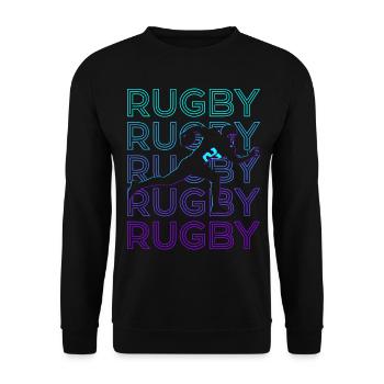 Rugbyspieler Retro - Unisex Pullover - Schwarz - Vorne - Alina (178cm) & Michal (187cm)