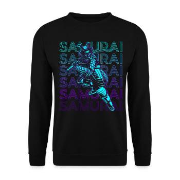 Japanischer Samurai Bushido Krieger Ronin Retro - Unisex Pullover - Schwarz - Vorne - Alina (178cm) & Michal (187cm)