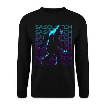Sasquatch Bigfoot Retro - Unisex Pullover - Schwarz - Vorne - Alina (178cm) & Michal (187cm)
